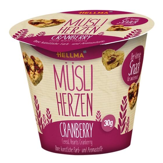 Müsli Herzen mit Cranberries 30x30g Hellma