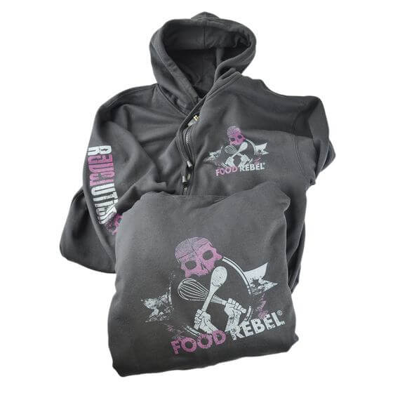 Hoodie Black mit Rücken/Arm/Brust-Print Gr. Xl Food Rebel