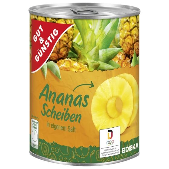 Ananas ganze Scheiben 820g G&G