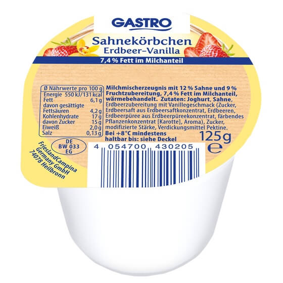 Sahnekörbchen sortiert 6,1% 125g Gastro