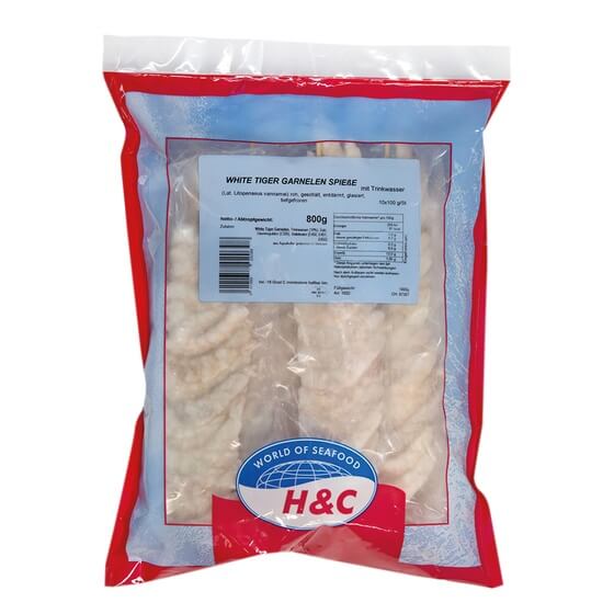 Garnelenspieß roh,geschält,glasiert(20%) TK 8x100g