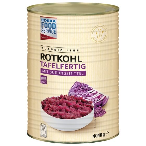 Rotkohl tafelfertig mit Süßungsmittel 4,04kg/3,85kg EFS