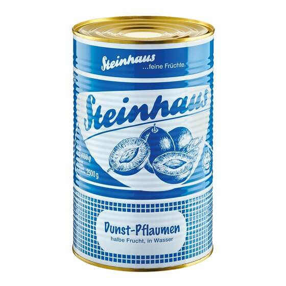 Pflaumen halbe Frucht gezuckert 4,1kg/2,5kg Steinhaus