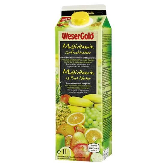 Multivitaminsaft ohne Zucker 8x1l Tetra Pak Wesergold