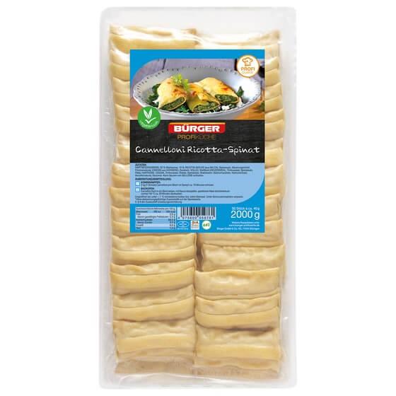 Cannelloni Ricotta-Spinatfüllung 40g/Stk. TK 4Kg Bürger