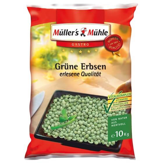 Grüne Erbsen ungeschält ODZ 10kg Müller's Mühle