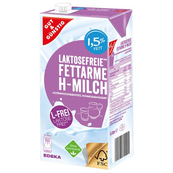 H-Milch laktosefrei 1,5% 1 Liter G&G