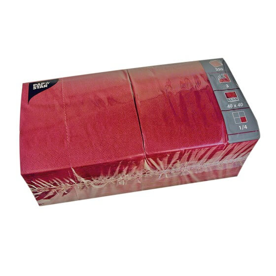 Servietten bordeaux 3-lagig 1/4-Falz 40x40cm 250St PapStar