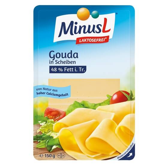 Gouda 48% F.i.Tr. lactosefrei Scheiben 150g Minus-L