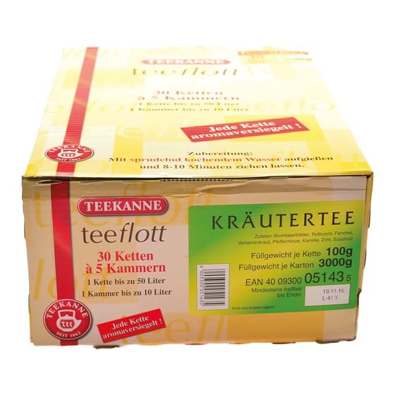 Kräutertee 30 Ketten á 5Kammern 1Kammer=10L Teekanne