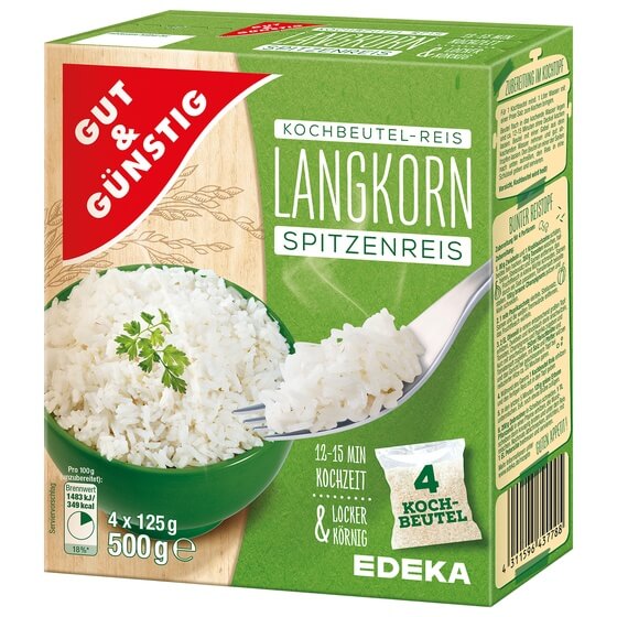 Spitzen Langkorn Reis im Kochbeutel 500g G&G