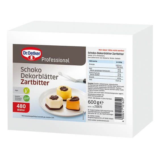 Schoko Dekorblätter Zartbitter 3fach ODZ 600g/480Stk. Oetker