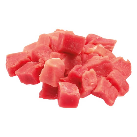 Schweinegulasch I fein 16mm(aus dem Schinken)roh Tray 1kg