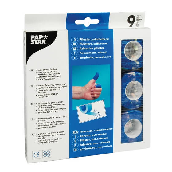 HACCP-Pflaster blau selbsthaftend 5mx2,5cm 9 Rollen PapStar