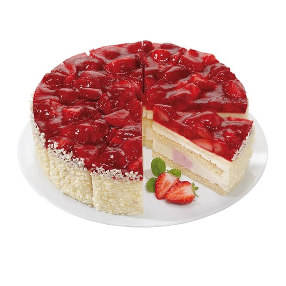 Erdbeer Vanille Torte geschnitten 2,15kg 12St Erlenbacher