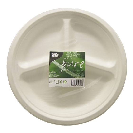 Teller Zuckerr."pure" weiss 3-get. 26x2cm 50St PapStar