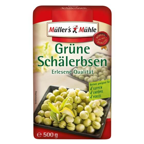 Grüne Schälerbsen Müllers-Mühle 500g