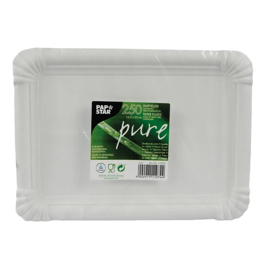 Teller Pappe "pure" eckig weiss 16,5x23cm 250St Papstar