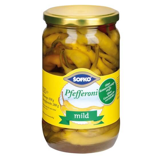 Pfefferoni mild 620g/280g Sofko