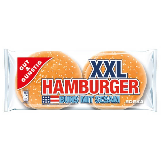 Hamburger Buns/Brötchen Sesam XXL 300g=4 Stück G&G