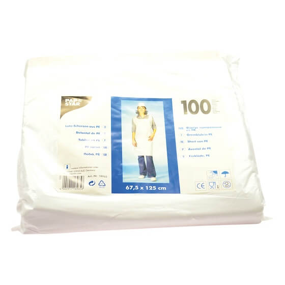 Latz-Schürzen weiß LDPE 125x67,5cm 100St PapStar