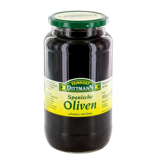 Oliven schwarz mit Stein 900g/550g Dittmann