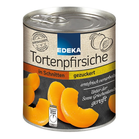 Torten-Pfirsiche in Schnitten gezuckert 820g Edeka