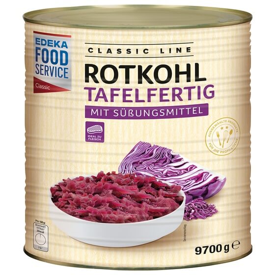 Rotkohl tafelfertig mit Süßungsmittel 9,7kg/9,2kg EFS