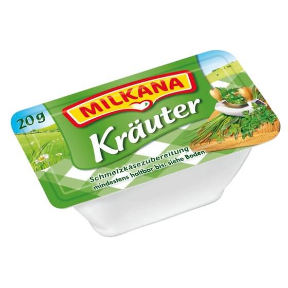 Schmelzkäse Kräuter 50% F.i.Tr. 100x20g Milkana